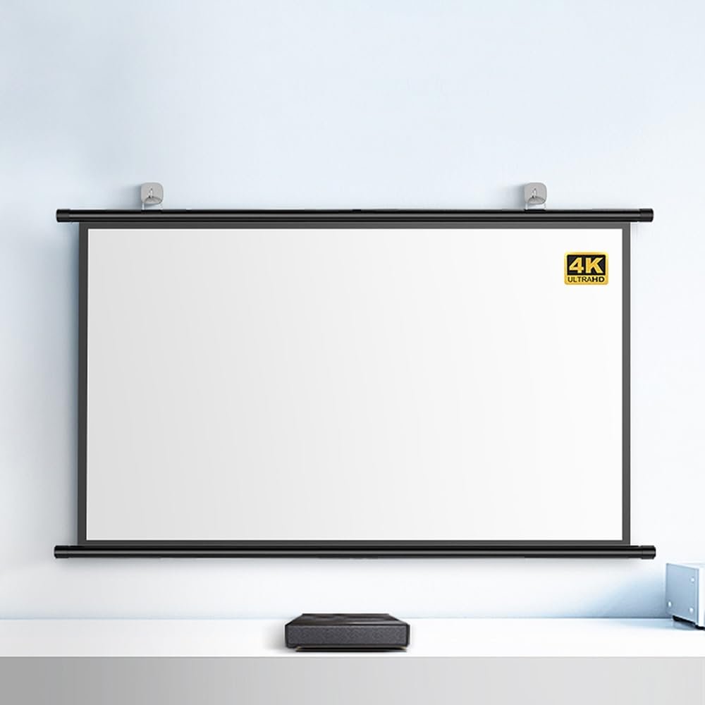 GSKDZG 40" 50" 60" 72" Projection Screen 4K HD Home Theater Projector Screen Manual Pull Down Movie Screen for Indoor Outdoor, Anti-Crease, Easy Roll Up(50 Inch (4:3))