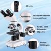 Binocular Microscope For Adults Kids Students, 40x-2400x Biological Compound Microscope,3 Objective Lens:4x/10x/100x, 4 Eyepiece: 2*16x 2*30x,Magnifier: 2*2x,Dual Led Illumination,White view 4