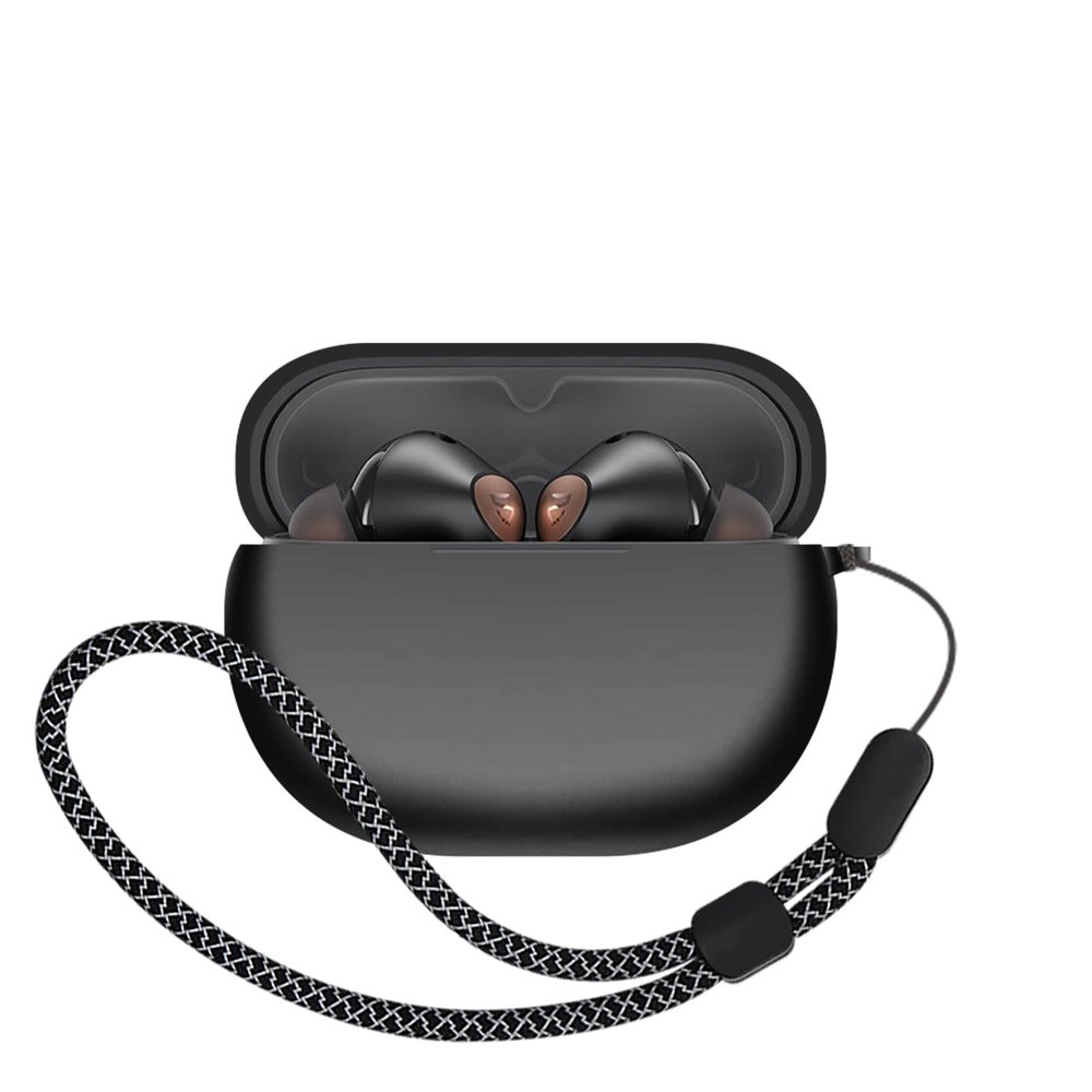 Suitable for SoundPEATS Air4 Pro All-Round Protective Cover, Headphone Cover, Scratch Resistant Cover, 360  Shock Resistant, Waterproof, and Drop Resistant (Black+Black Hanging Rope)