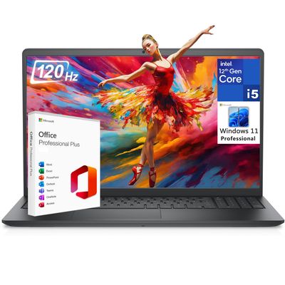 Dell 15.6" FHD 120Hz Business Laptop Computer, Intel 10-Core i5-1235U (Beat i7-1195G7), 32GB DDR4 RAM, 2TB PCIe SSD, WiFi, Bluetooth, Black, Windows 11 Pro, with Microsoft Office Annual License