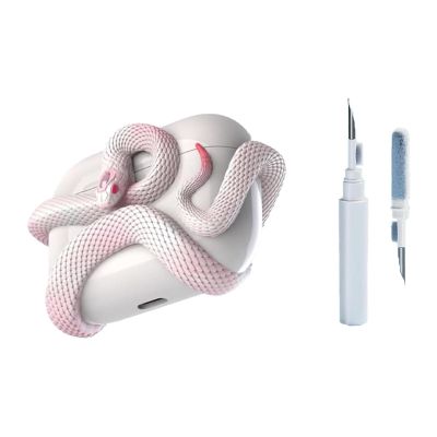 Creative Horrible Snake Airpod Pro Case, Creative 3D Snake Airpods Pro 2nd Generation Case, with Cleaner Kit, for Air Pods 2 Air Pods 3 (Light Pink)