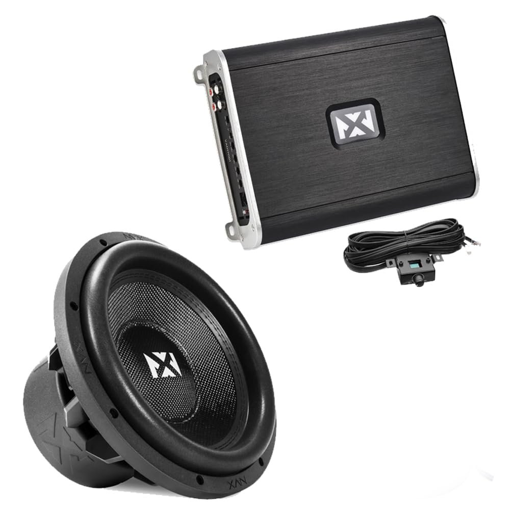 NVX VAD17001 3400W Monoblock Amplifier & VCW122v3 2400W 12" Subwoofer Bundle  Powerful Class D Amp with Remote Bass Knob + Dual 2-Ohm VC-Series Subwoofer for Car, Truck, Marine, UTV, or Motorcycle