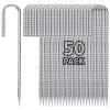 Besitu 12 inch Fence Stakes Heavy Duty 50-Pack J Hook Rebar Ground Stakes Anchor Galvanized Tent Stakes for Outdoor Decorations Inflatables Metal Stakes for Wire Fencing view 1
