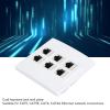 Ethernet Wall Plate 6 Port, Cat 6 Ethernet Wall Outlet Female to Female, Detachable Keystone Wall Coupler Jack Plate, Compatible with Cat5/5E/6/6A Ethernet Devices view 3