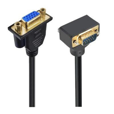 90 Degree Elbow 15Pin Male to Female Extension Cable Cord Right Angle HDB15 D-Sub Male Female Video Line Wire M F Cable(1M,5)