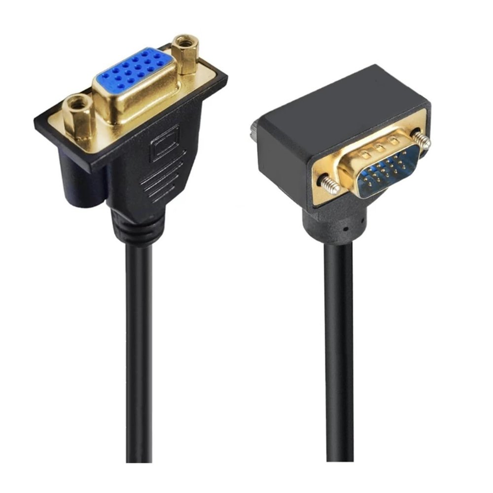 90 Degree Elbow 15Pin Male to Female Extension Cable Cord Right Angle HDB15 D-Sub Male Female Video Line Wire M F Cable(1M,5)