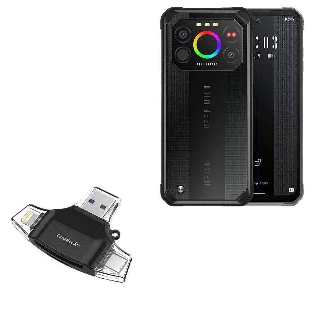 BoxWave Smart Gadget Compatible with IIIF150 Air1 Ultra+ - AllReader SD Card Reader, microSD Card Reader SD Compact USB - Jet Black