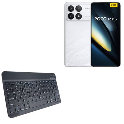 BoxWave Keyboard Compatible with Poco F6 Pro - SlimKeys Bluetooth Keyboard, Portable Thin with Chiclet-Style Keys - Jet Black