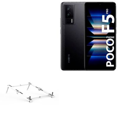 BoxWave Stand and Mount Compatible with Poco F5 Pro - Pocket Aluminum Stand 3-in-1, Portable Multi Angle Viewing Riser - Metallic Silver