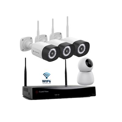 10CH WiFi6 NVR kit w/1TB HDD, 3MP 1x Indoor Pt Cameras & 3X Super Bright 18-LED Floodlight, Two-Way Audio, and Exclusive Panic Siren