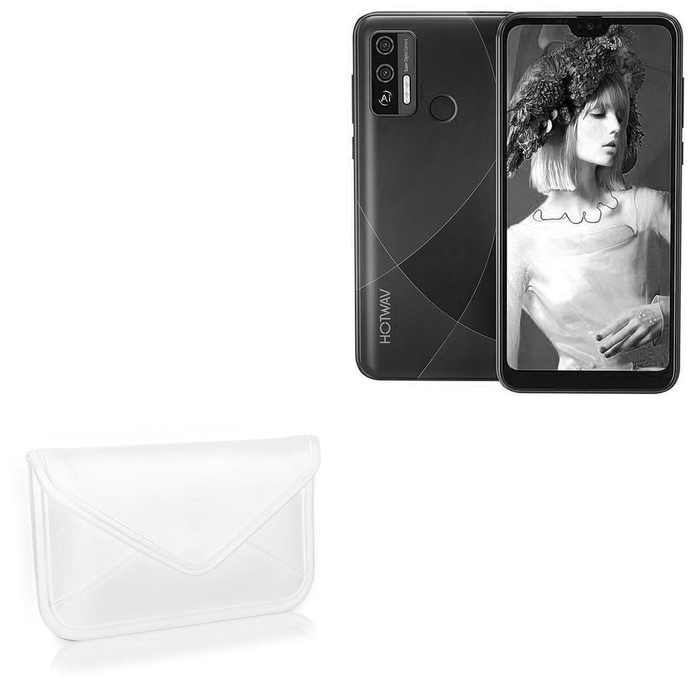 BoxWave Case Compatible with Hotwav H1 - Elite Leather Messenger Pouch, Synthetic Leather Cover Case Envelope Design - Ivory White