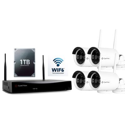 Crystal Vision Technology 10-Channel WiFi6 NVR with 1TB HDD & 4X 3MP AI-Powered Bullet Cameras | Advanced Home Surveillance System