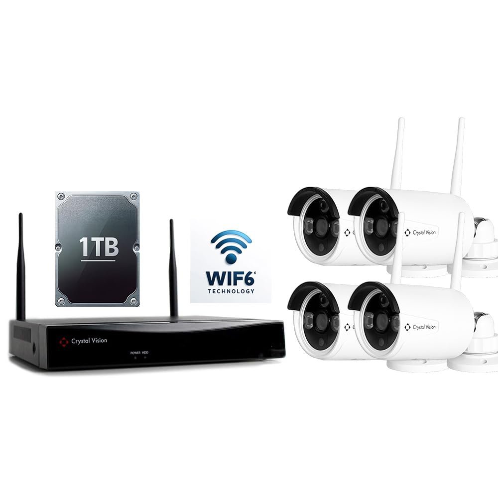 Crystal Vision Technology 10-Channel WiFi6 NVR with 1TB HDD & 4X 3MP AI-Powered Bullet Cameras | Advanced Home Surveillance System