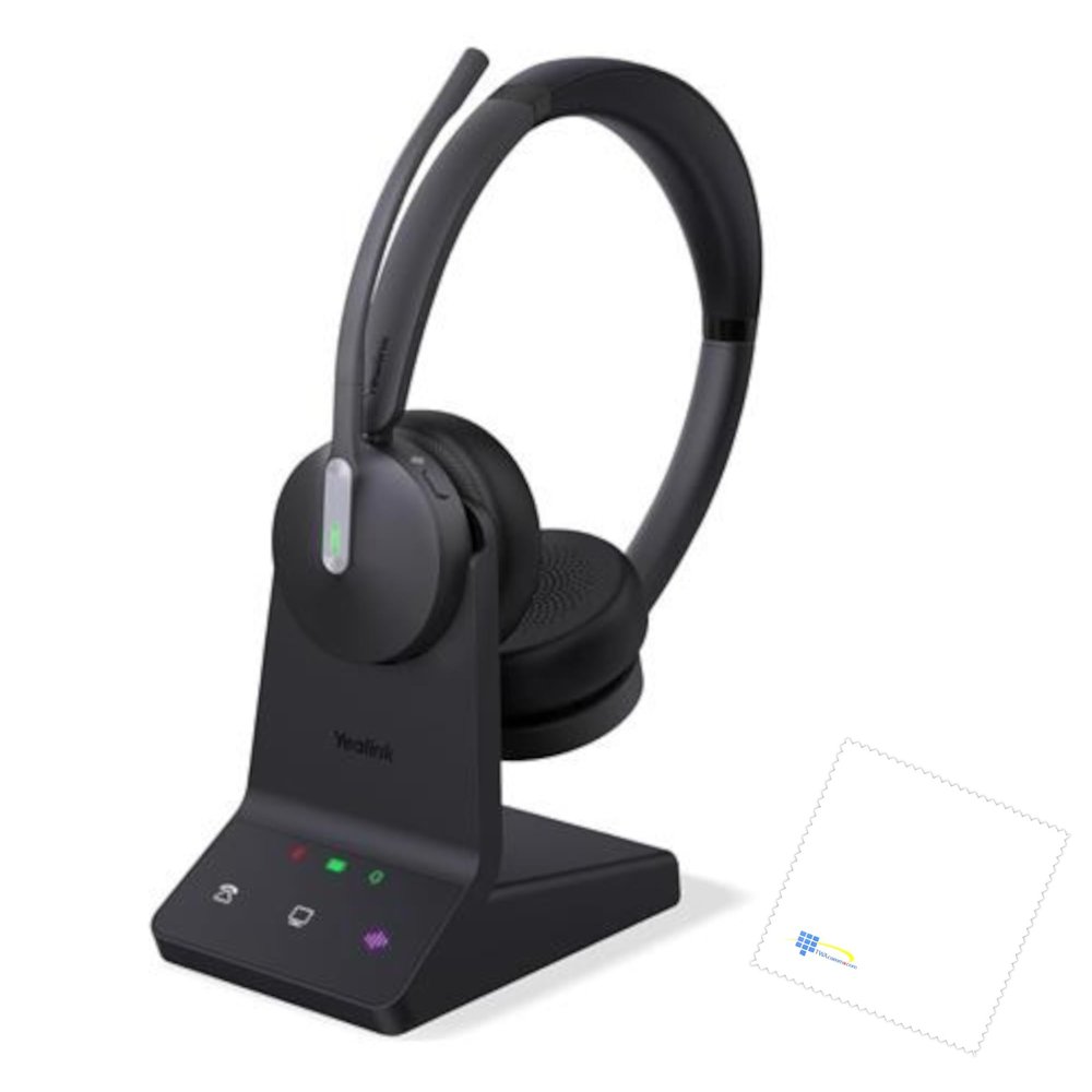 TWA Bundle of Professional USB Wired Headset WH64-DUAL-TEAMS with Crystal Clear Audio Teams Optimized USB Compatible with Office Meeting Rooms Zoom & Teams and Microfiber Cloth - by TWAcomm