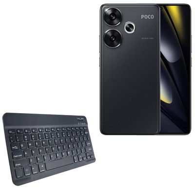 BoxWave Keyboard Compatible with Poco F6 - SlimKeys Bluetooth Keyboard, Portable Thin with Chiclet-Style Keys - Jet Black
