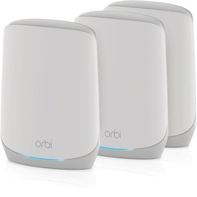 NETGEAR Orbi Tri-Band Wi-Fi 6 Mesh System RBK763S Router with 2 Satellite Extenders (Coverage up to 7,500 sq. ft, 75 Devices, AX5400 Up to 5.4Gbps) (Renewed)