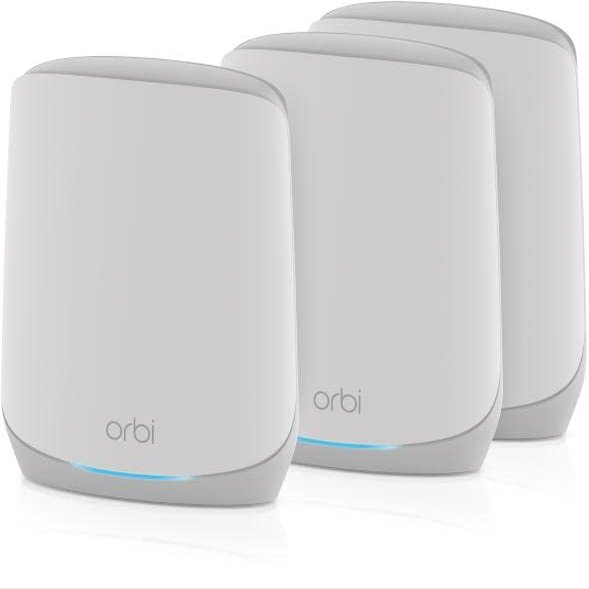 NETGEAR Orbi Tri-Band Wi-Fi 6 Mesh System RBK763S Router with 2 Satellite Extenders (Coverage up to 7,500 sq. ft, 75 Devices, AX5400 Up to 5.4Gbps) (Renewed)