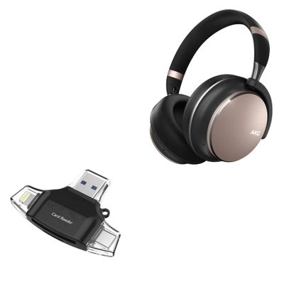 BoxWave Smart Gadget Compatible with AKG Y600NC Wireless - AllReader SD Card Reader, microSD Card Reader SD Compact USB - Jet Black