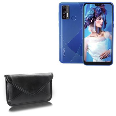 BoxWave Case Compatible with Hotwav H1 - Elite Leather Messenger Pouch, Synthetic Leather Cover Case Envelope Design - Jet Black