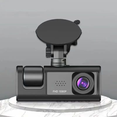 Car Dash Cam, 1 Piece 1080P 3 Camera Loop Recording, 2 Inch IPS Screen, Black
