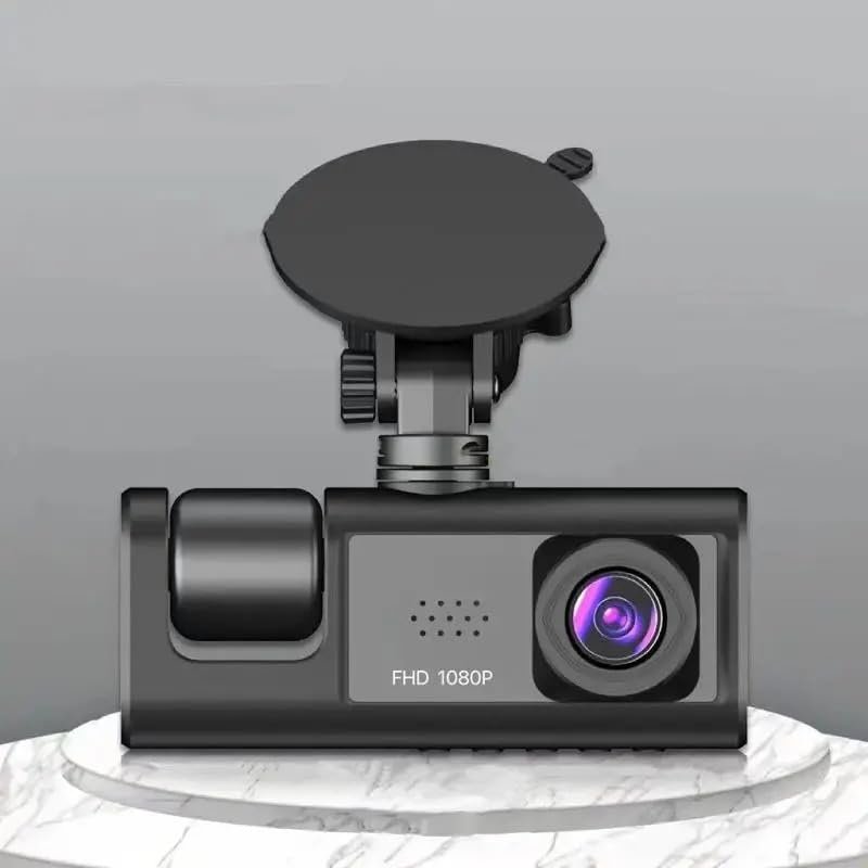 Car Dash Cam, 1 Piece 1080P 3 Camera Loop Recording, 2 Inch IPS Screen, Black