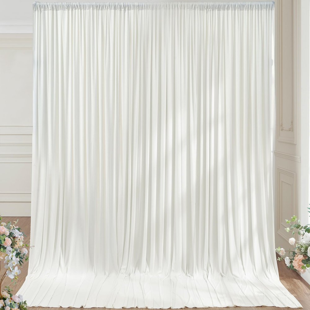 1014ft Wrinkle Free Ivory Backdrop Curtain, Soft Silky Easy to Drape Cream Wedding Drapes for Backdrop, 2 Panels 514ft Photo Backdrop Curtains for Parties Birthday Photography Background Cloth