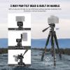 NEEWER Basic 74" Video Tripod Monopod, 3 Way Pan Tilt Head, Remote, Overhead Camera Mount, Horizontal Central Axis, Phone Holder Compatible with iPhone DSLR Telescope Projector, Max Load 17.6lb, TP05 view 3