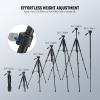 NEEWER Basic 74" Video Tripod Monopod, 3 Way Pan Tilt Head, Remote, Overhead Camera Mount, Horizontal Central Axis, Phone Holder Compatible with iPhone DSLR Telescope Projector, Max Load 17.6lb, TP05 view 4