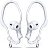 [2 Pairs] Haireca Ear Hooks for AirPods Pro 3 2 1 & AirPods 4 3 2 1, [Adjustable] Ergonomic Design Anti Slip, Comfortable Fit Silicone Clip for Running Sports [Added Velvet Storage Pouch]  White view 1