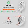 [2 Pairs] Haireca Ear Hooks for AirPods Pro 3 2 1 & AirPods 4 3 2 1, [Adjustable] Ergonomic Design Anti Slip, Comfortable Fit Silicone Clip for Running Sports [Added Velvet Storage Pouch]  White view 2