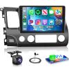 8Core 6G+128G Radio for Honda Civic 2006-2011 Android Car Stereo with 10.1inch IPS Touch Screen Wireless CarPlay Android Auto DSP FM/RDS WiFi GPS Bluetooth 5.0 AHD Backup Camera view 1