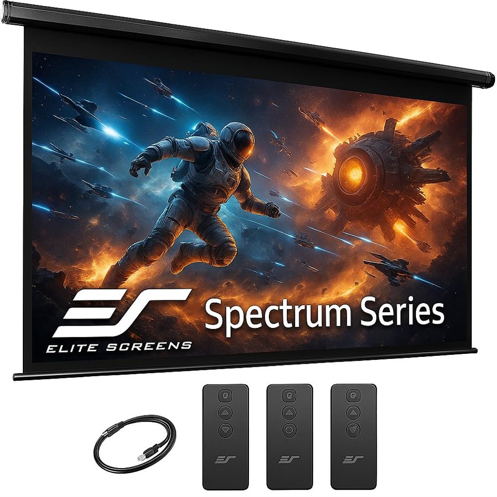 Elite Screens Spectrum Swift-RC1, 105-INCH Motorized Projector Screen Movie Home Theater Gaming 4K/8K Ultra HD Ready Drop Down, ELECTRIC105H2