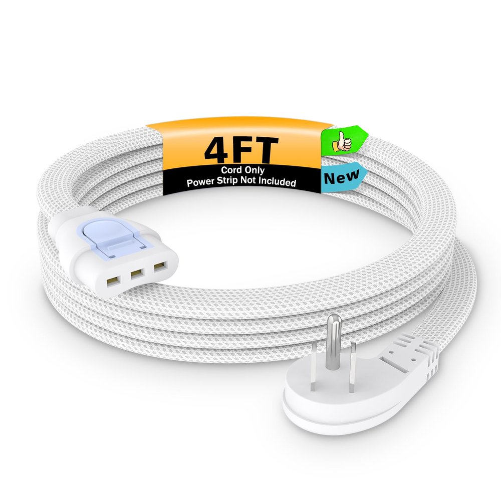 EasyCombo Professional Detachable Extension Cord 4FT | DIY Cord Length | Braided Power Cable with Locking Ends | ETL-Listed 16AWG Copper Wire for Electronics/Appliances (Flexible & Abrasion-Resistant)