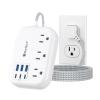 6 USB(3 USB C) Power Strip- Travel Power Strip with 6 USB Desktop Charging Station 24W/4.8A and 3 Outlets, 5Ft Flat Plug Braided Extension Cord, Non Surge Protector for Cruise Ship Travel Office Dorm view 1