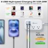 6 USB(3 USB C) Power Strip- Travel Power Strip with 6 USB Desktop Charging Station 24W/4.8A and 3 Outlets, 5Ft Flat Plug Braided Extension Cord, Non Surge Protector for Cruise Ship Travel Office Dorm view 2