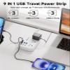 6 USB(3 USB C) Power Strip- Travel Power Strip with 6 USB Desktop Charging Station 24W/4.8A and 3 Outlets, 5Ft Flat Plug Braided Extension Cord, Non Surge Protector for Cruise Ship Travel Office Dorm view 3