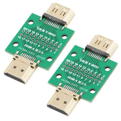 Cermant 2 Pcs HDMI Maleto Female Connector with Test PCB Board2.54 Pitch 19 Pins Repair Plug Soldering Wire Type Connectors Use for Electronics Repair