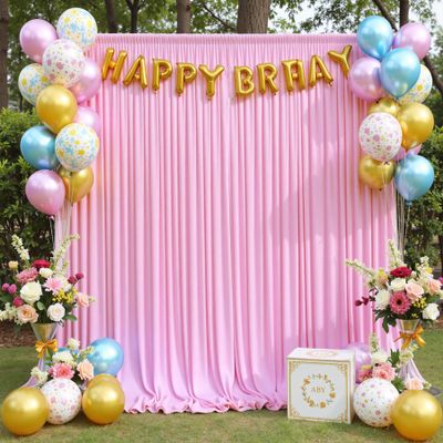 10ftx12ft Wrinkle Free Pink Backdrop Curtain for Parties, 2 Panels Silky Polyesyer Photo Backdrop Drapes 12 ft Long Back Drop Cloth for Wedding Girls Birthday Photography Background