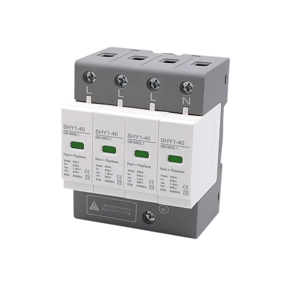 SHY1-40 Surge Protective Device SPD AC 3P+N 20~40KA 30KA~60KA 385V 420V House Protection Arrester Low-Voltage Protector 1Pcs(4P 420V AC,10-20KA)
