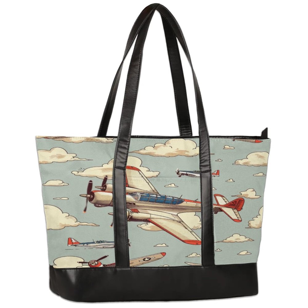 Airplanes Clouds Laptop Tote Bag Lightweight Laptop Briefcase Leather Laptop Shoulder Bag Handbag 15.6 Inch for Men Women Work Travel