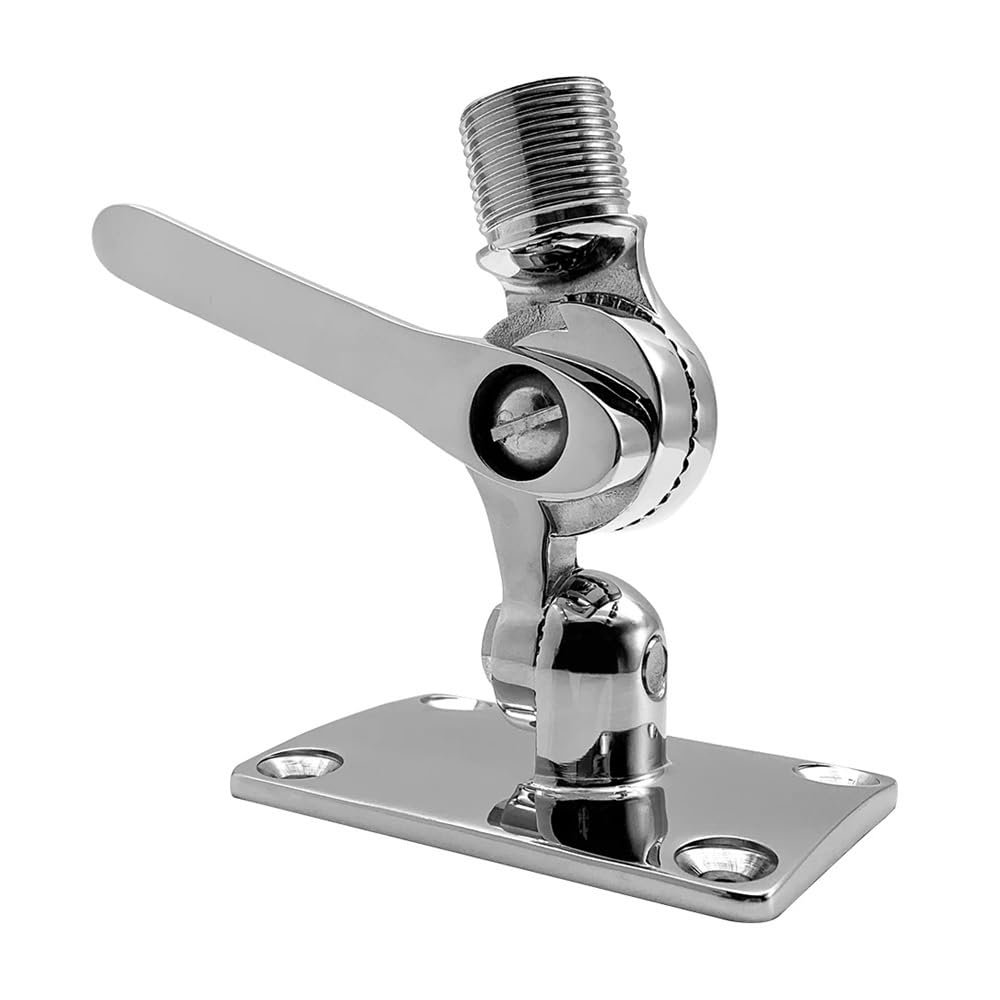 GLAoHZNJ VHF Adjustable Antenna Base Mirror Polished 316 Stainless Steel Marine VHF Antenna Mounts Compatible with Boat Rv Yacht Marine Accessories