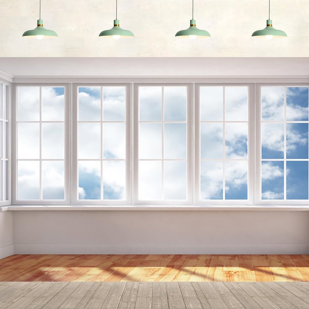 9x6ft Empty Room Window Backdrop Window View Sky Cloud Wooden Floor Business Office Background Video Conference Decoration Home Wall Hanging Online Meetings Video Call Photo Studio Props