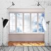 9x6ft Empty Room Window Backdrop Window View Sky Cloud Wooden Floor Business Office Background Video Conference Decoration Home Wall Hanging Online Meetings Video Call Photo Studio Props view 4