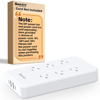 Innovative Power Strip, Cord Removable Design, Huntkey 6 Outlets Surge Protector with 4 USB Ports (2 USB-C, 2 USB-A), ETL Listed, Customize Cord Length