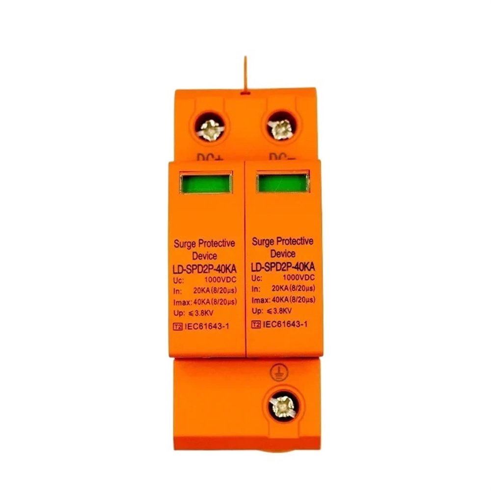 2P DC 1000V SPD 20-40kA DC Surge Suppressors DC Surge Protector for Solar Protection 1Pcs(500V DC)