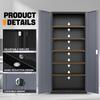 Auto Dynasty Metal Storage Cabinet, 71" Steel Tool Cabinet with 5 Adjustable Shelves, Lockable Cabinets with Doors for Garage Office Home, Gray/Black view 4