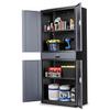 Auto Dynasty Metal Storage Cabinet, 71" Steel Tool Cabinet with 1 Drawer and 2 Adjustable Shelves, Lockable Cabinets with Doors for Garage Office Home, Gray/Black view 1