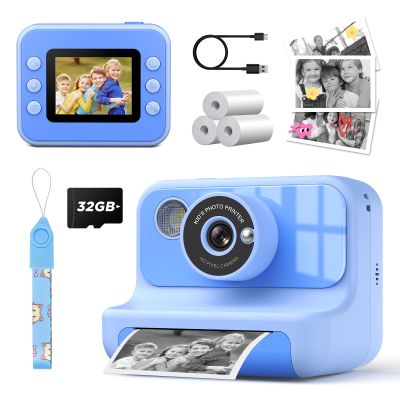 LETSHAHA Instant Print Camera for Kids, 1080P Digital Video Cameras, Christmas Birthday Gifts Toys for Age 3-12, Toddler Camera for 4 5 6 7 8 9 10 Year Old Boys - Blue