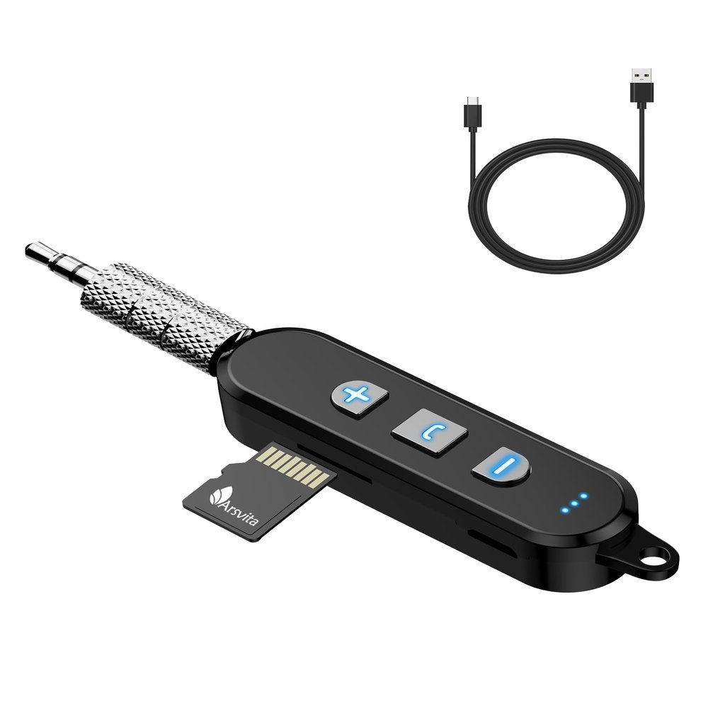 Arsvita Bluetooth Receiver Kit, Bluetooth 5.0 Portable Audio Adapter, Black