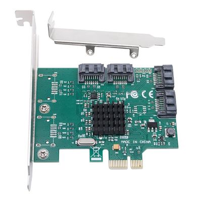 JMT 4 Port 7Pin SATA3.0 to PCI-E x1 Expansion Card 5Gbps Solid State IPFS Adapter Board for Desktop